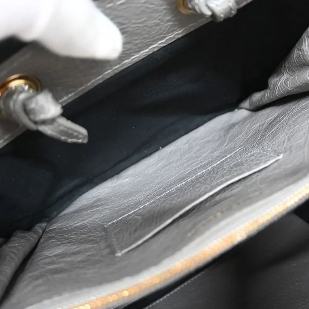 Balenciaga Blanket Square Bag Leather Gray Leather Handbag - Picture 8 of 10